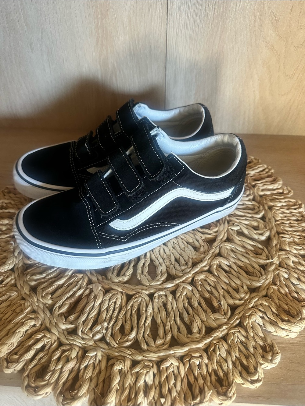 Vans  Black and White Velcro Skate Sneakers